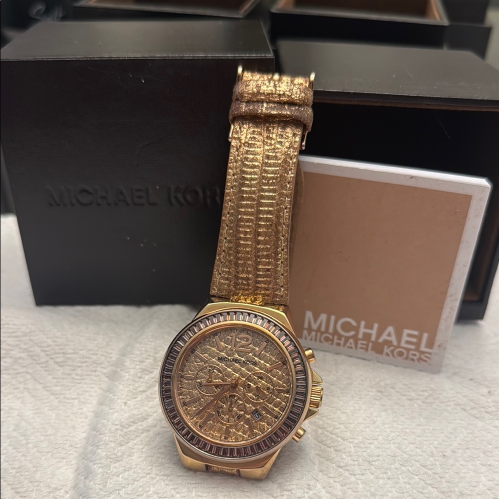 Michael Kors Gold Textured Women's Watch